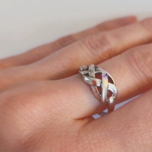 Woven Celtic Knot Vintage Handmade Silver Ring - Picture 6 of 12